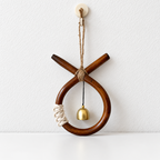 CouldNook Rattan Bell Wind Chime - Looped Frame And Knotted Cord