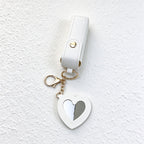 Lipstick Holder Keychain with Attached Heart Mirror