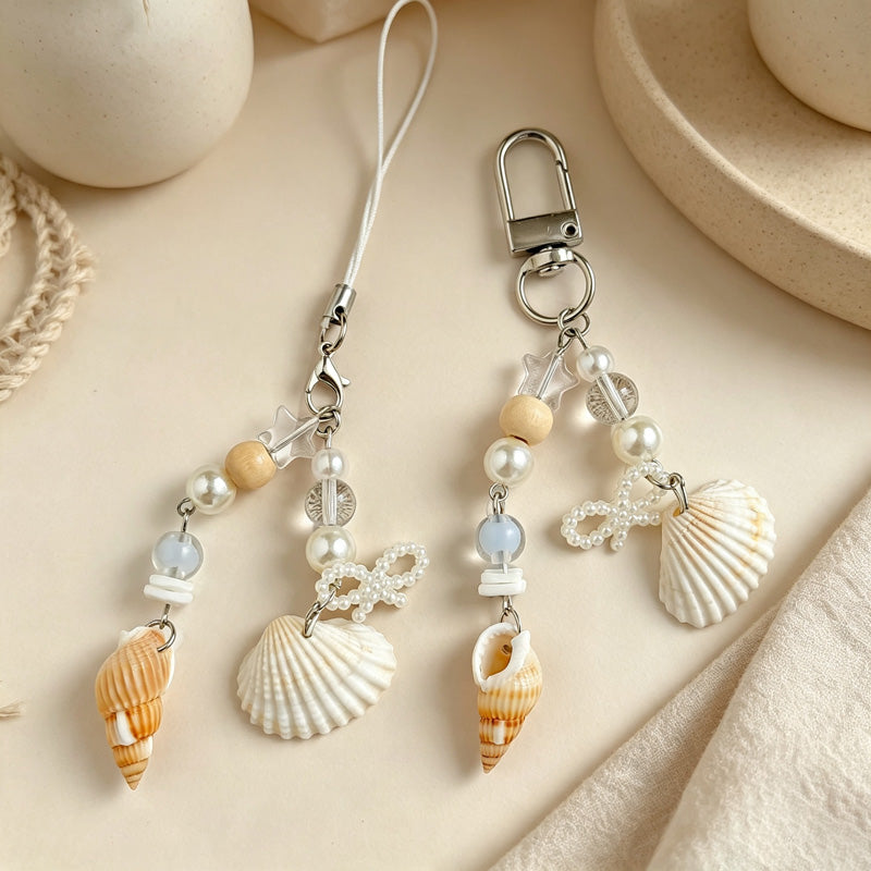 CloudNook Seashell Conch Charm‑Ocean Style Bag Keychain