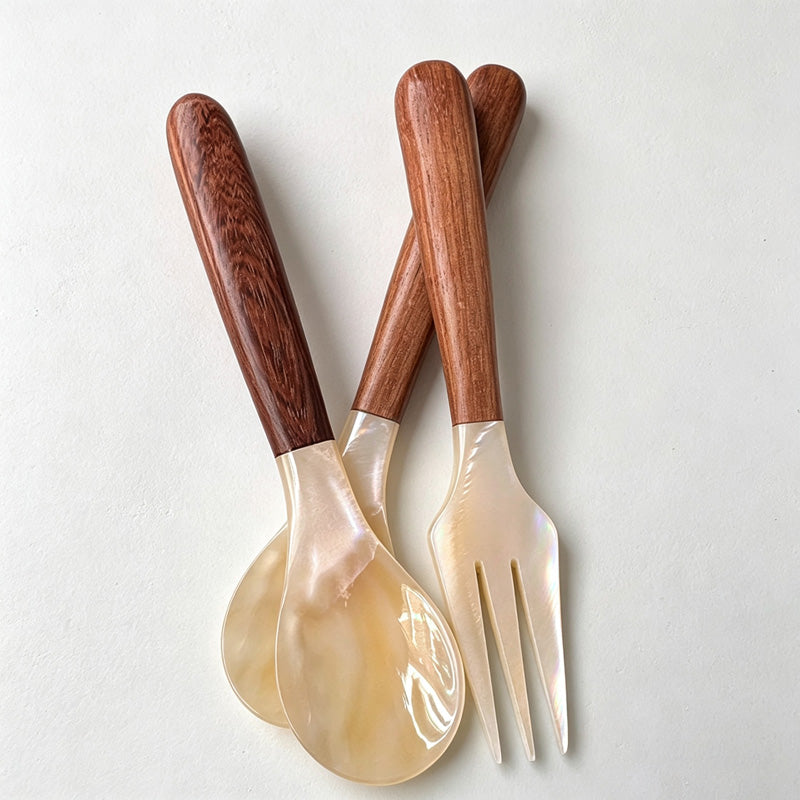 CouldNook Shell Seasoning Spoon - Natural Wood Handle Table Setting