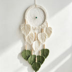 CouldNook Leaf Dreamcatcher - Botanical Green Woven Wall Hanging
