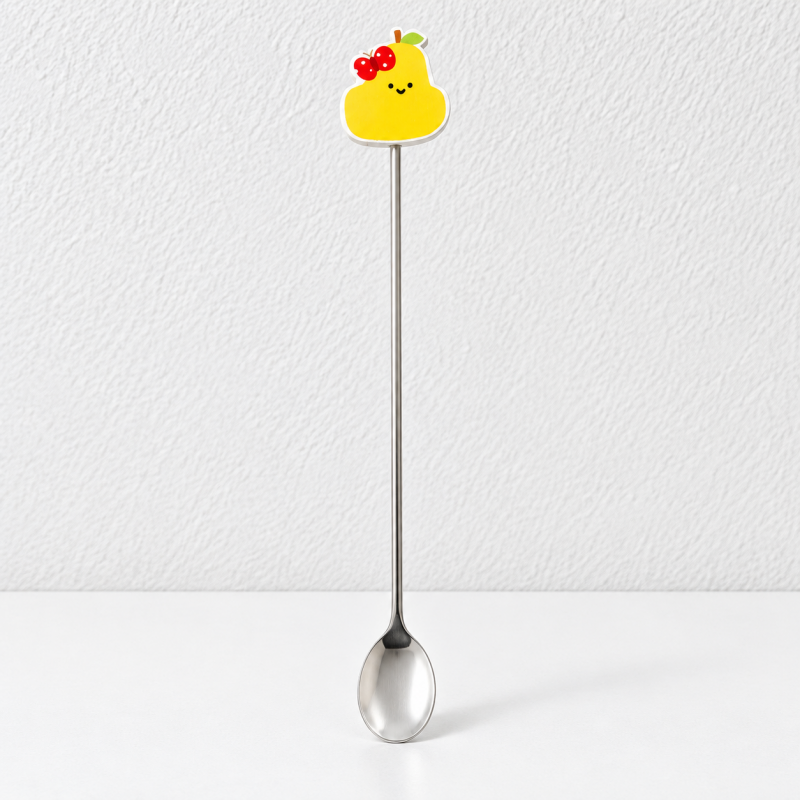 Pear Dessert Utensil - Long Stem and Character Top
