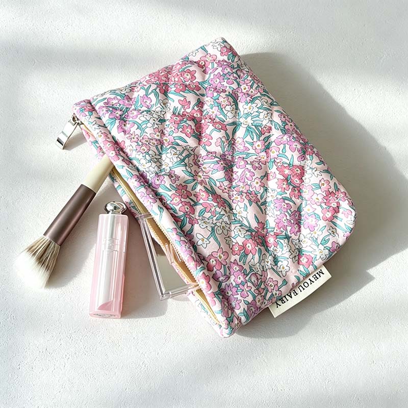 CouldNook Floral Quilted Cosmetic Bag - Padded Zip Pouch Styles