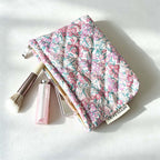 CouldNook Floral Quilted Cosmetic Bag - Padded Zip Pouch Styles
