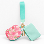 CouldNook Wristlet Pouch Set - Floral and Plain Zippered Compartments
