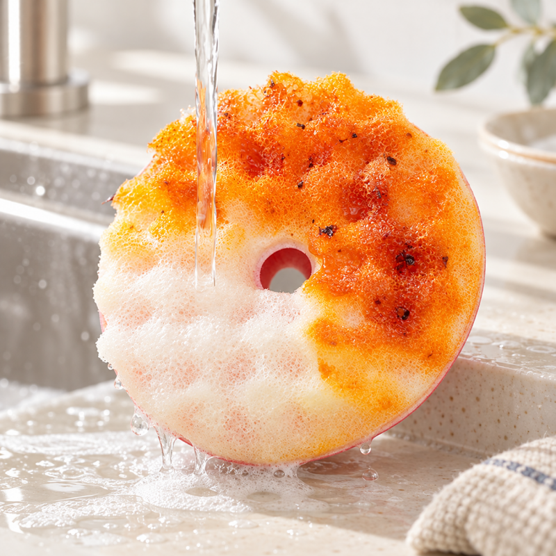 Double-Sided Dishwashing Sponge with Textured Back