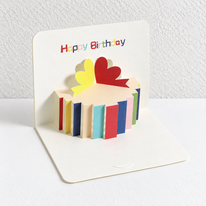 CouldNook Birthday Pop-Up Card - Colorful Round Centerpiece and Minimal White Pages