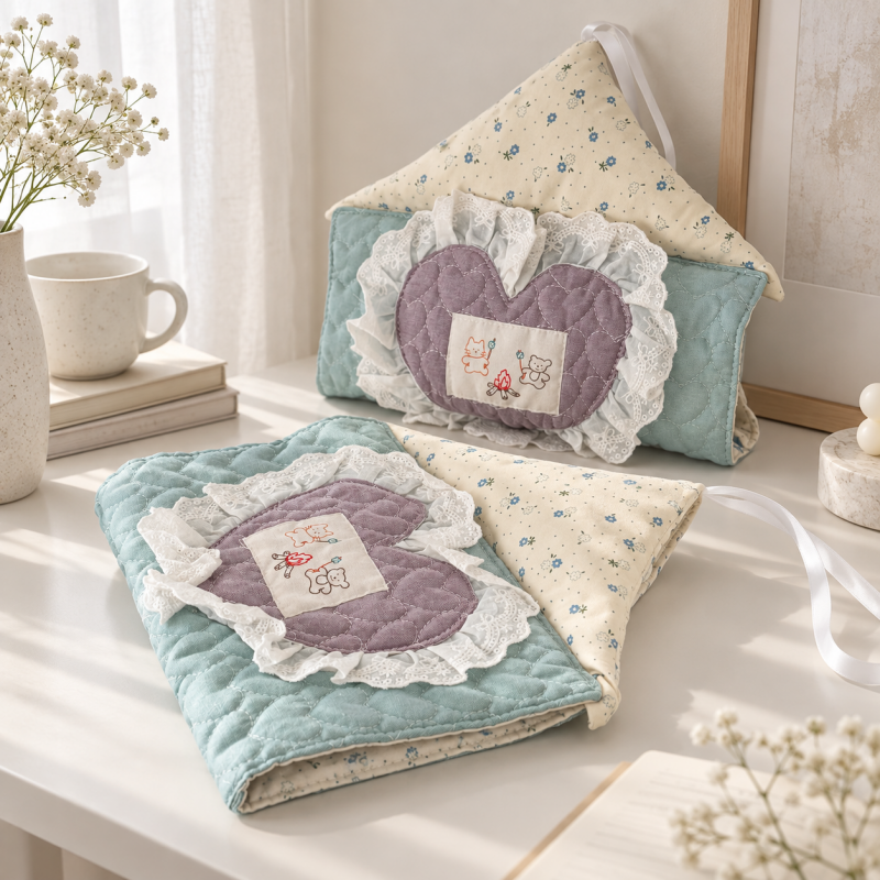 CouldNook Heart Applique Tissue Holder - Ruffled Hanging Design