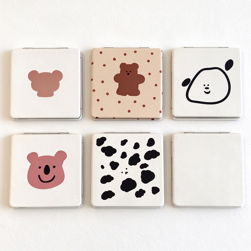 Animal Print Folding Compact Mirror with Square Case
