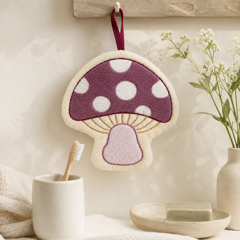 CouldNook Cartoon Coral Fleece Hand Towel‑Hanging Absorbent Cloth