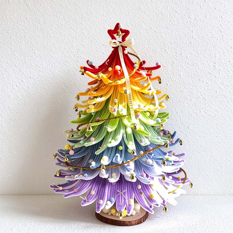 CouldNook Chenille Christmas Tree Kit - Curled Branches And Colorful Layers