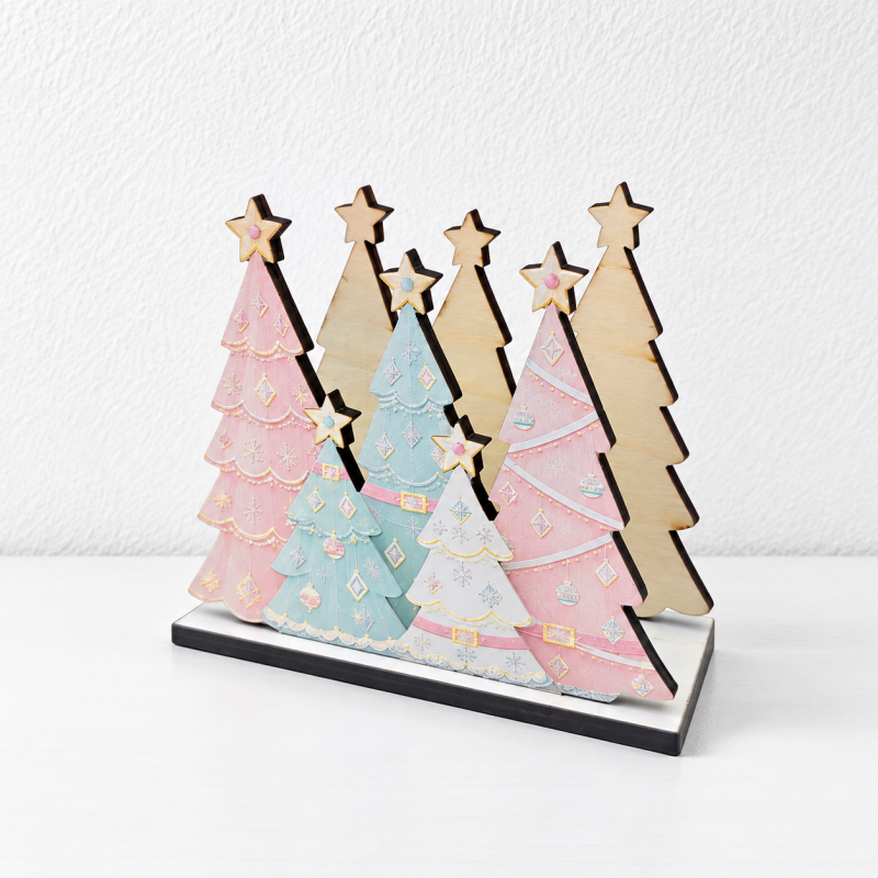 CouldNook Christmas Napkin Holder - Wooden Base And Festive Cutout Sides