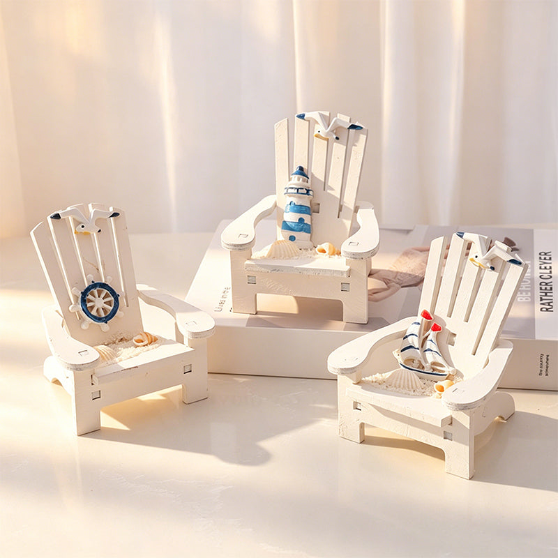 CouldNook Mini Beach Chair Figurine Ornament - Starfish Coastal Desktop Decor