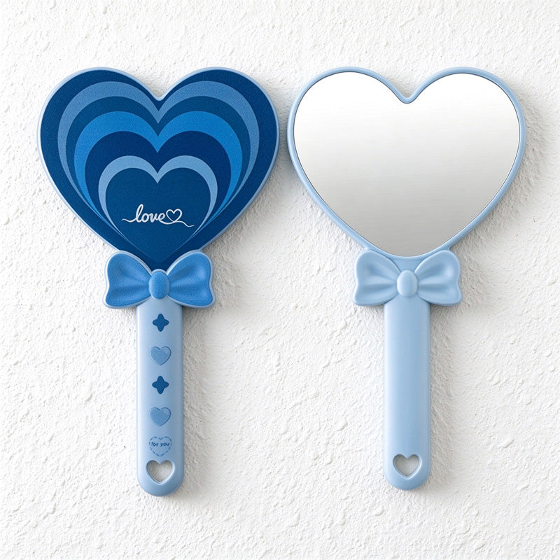 Heart Hand Mirror with Bow and Layered Heart Print