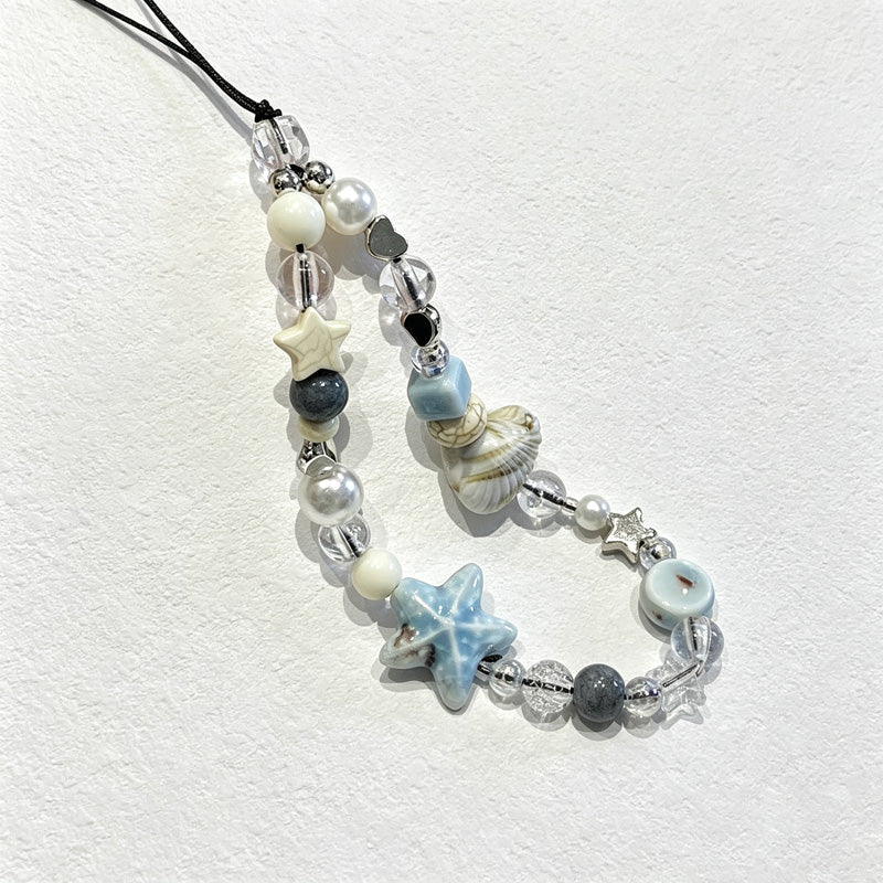 CloudNook Ocean Starfish Phone Charm‑Coastal Beaded Wrist Strap