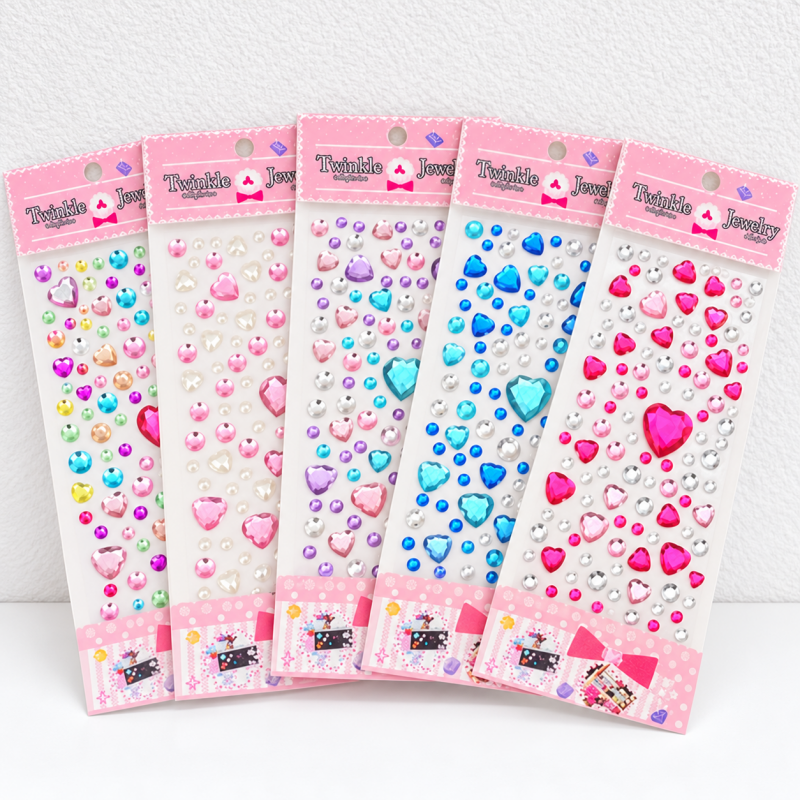 Gem Stickers - Faceted Hearts Stars and Floral Shapes