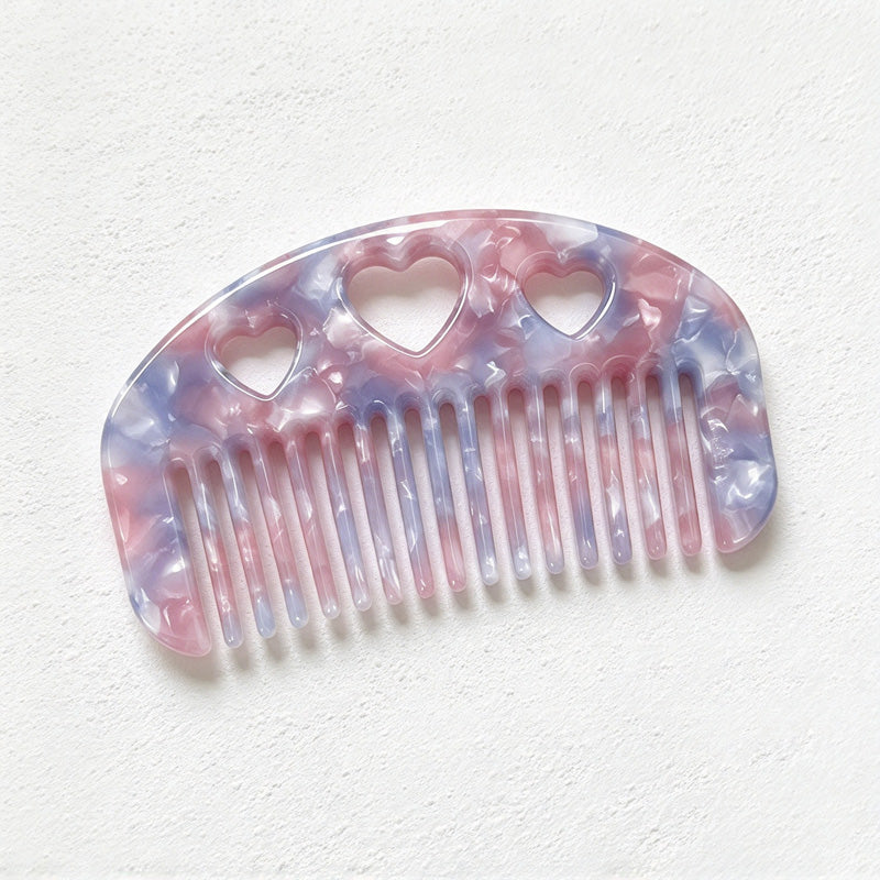CouldNook Heart Cutout Hair Comb - Arched Acetate Design
