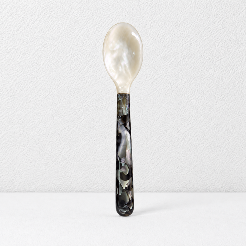 CouldNook Natural Shell Tasting Spoon - Soft Floral Pattern