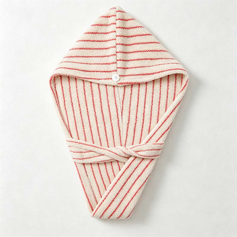 CouldNook Striped Cotton Hair Towel Wrap - Tapered Bound Edge Design