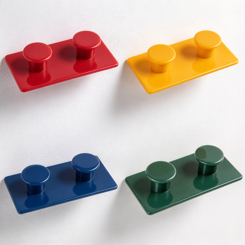 CouldNook Block-Style Adhesive Wall Hook Set - Two Round Pegs