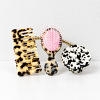 CouldNook Comb Brush And Mirror Set - Patterned Bodies And Shell-Shaped Mirror
