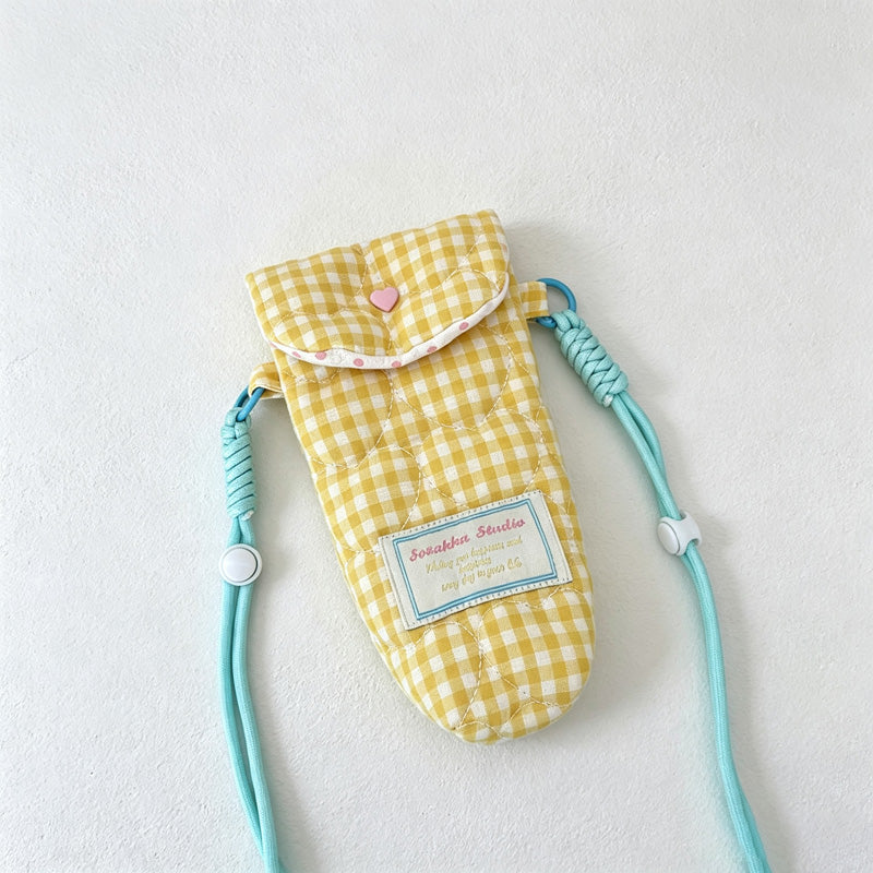 CouldNook Quilted Heart Crossbody Pouch - Gingham Phone Holder