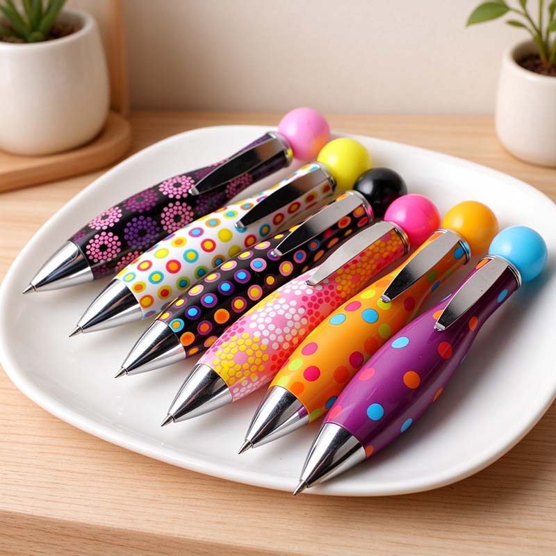 CouldNook Bowling Pin Ballpoint Pen - Patterned Barrel And Round Top