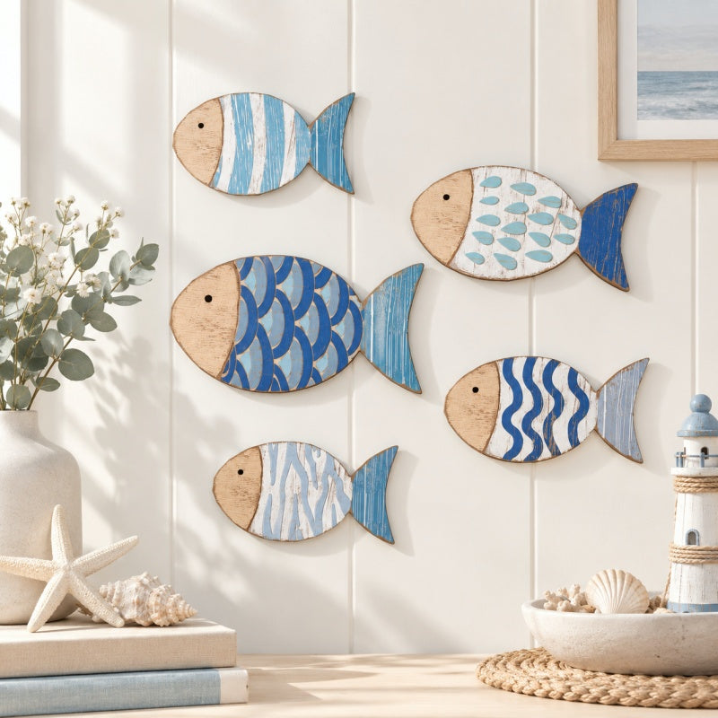 CouldNook Tropical Fish Wall Decoration Set - Shaped Wooden Silhouettes
