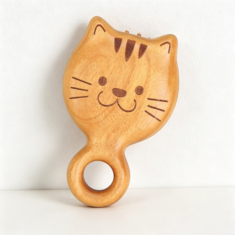 CouldNook Cat‑Shaped Wooden Hair Comb‑Air Cushion Massage Brush