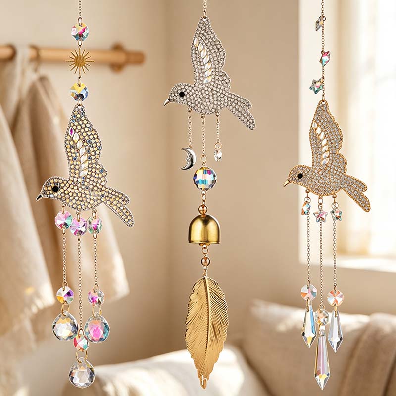CouldNook Hummingbird Suncatcher - Feather Or Faceted Pendant Hanging Designs