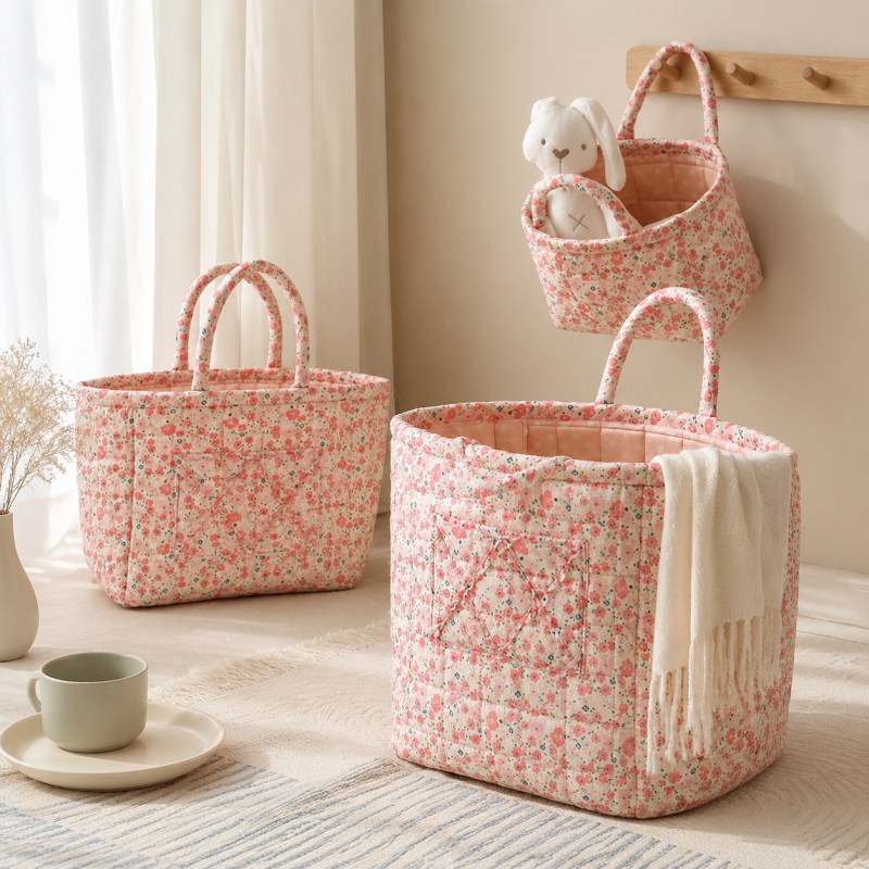 CouldNook Floral Storage Basket - Open Top and Two Sizes