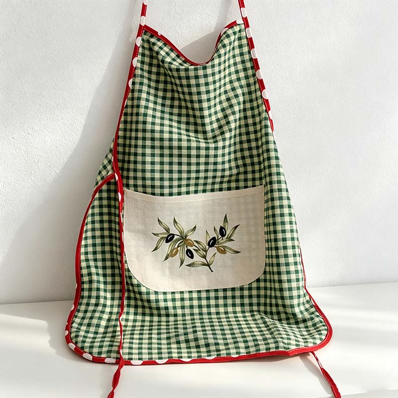 CouldNook Embroidered Sleeveless Apron - Three Green and Khaki Designs