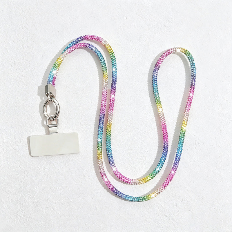 CouldNook Rhinestones Set Neck Phone Lanyard with Slender Stone-Set Line