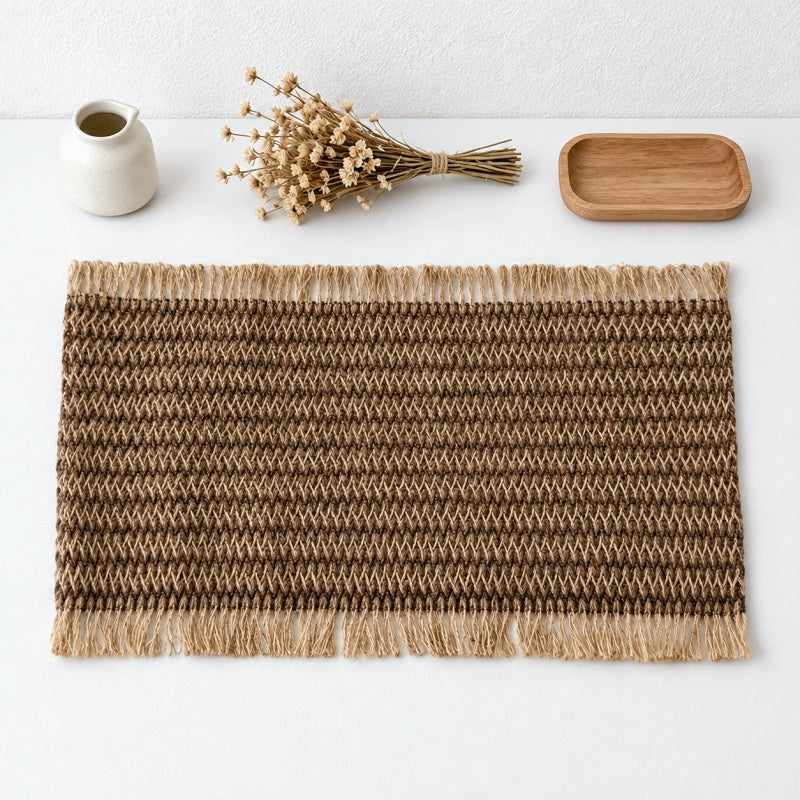 CouldNook Woven Placemat - Rectangular Shape and Fringed Border