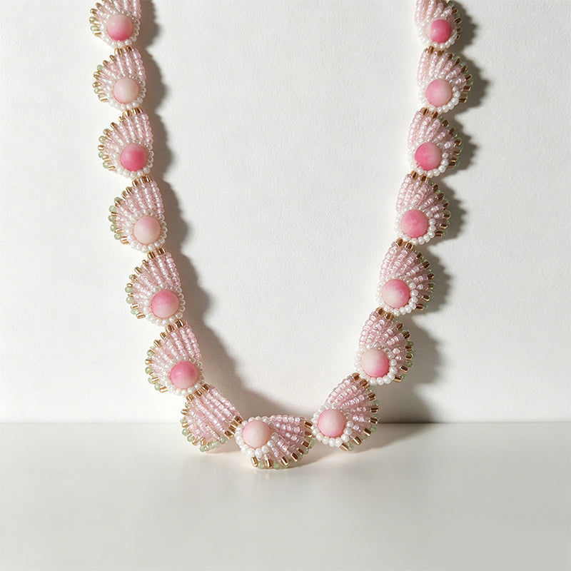 CouldNook Pink Seashell Beaded Choker - Sage Green Gift Case