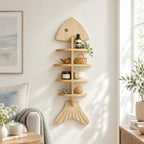 CouldNook Fish Wall Shelf - Open Sections and Coastal Outline