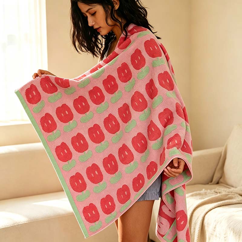 CouldNook Floral Jacquard Cotton Towel - Repeating Lily Pattern