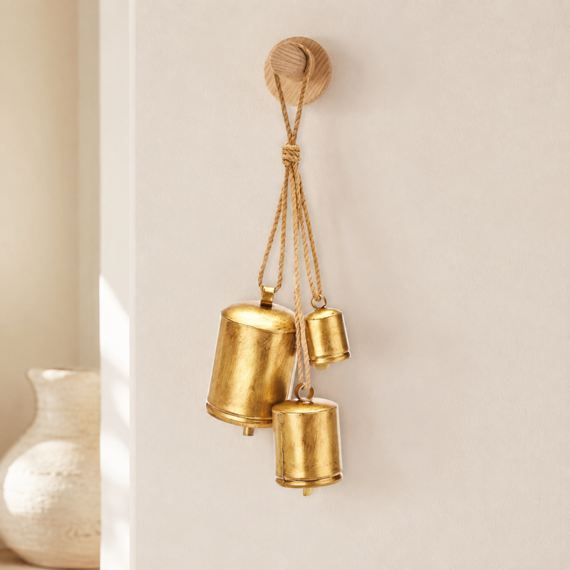 CouldNook Cup Bell Hanging Cluster - Gold Tone Corded Ornament