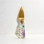 CouldNook Floral Cheese Serving Utensils - Clear Resin Handles and Shaped Heads