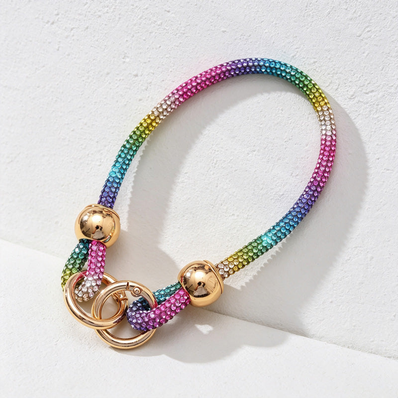 CouldNook Rhinestones Set Short Phone Strap with Rounded Bead Sections