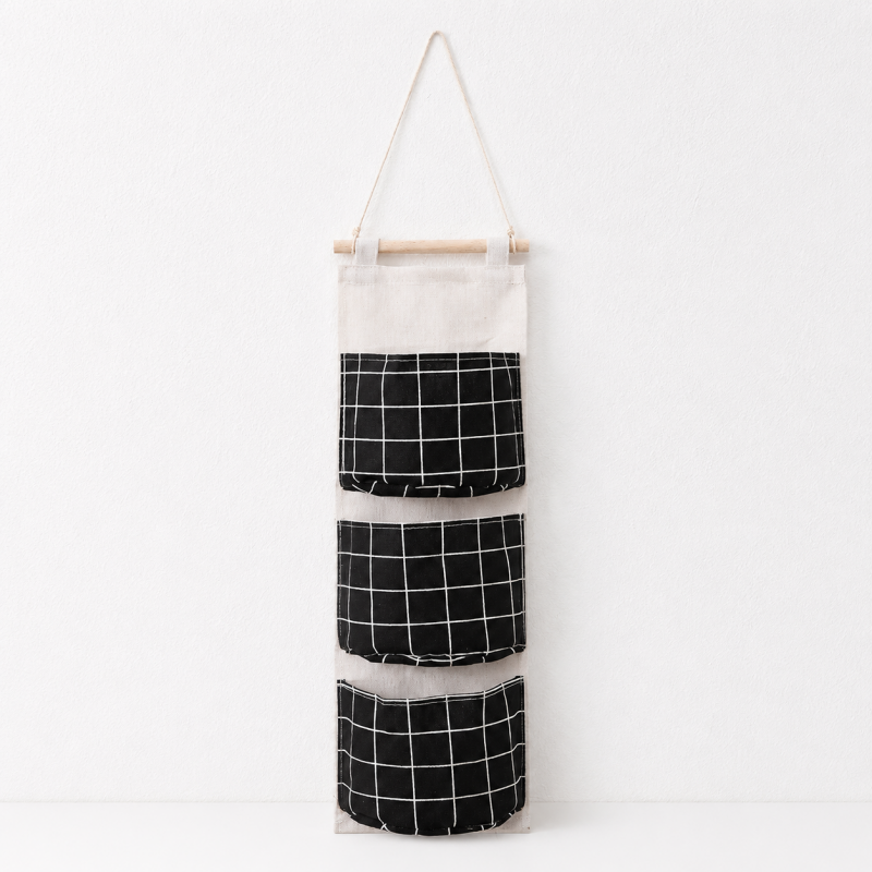 CouldNook Three-Pocket Hanging Organizer - Printed Fabric Wall Storage