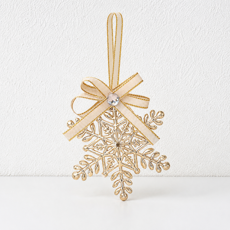 CouldNook Christmas Iron Hanging Ornament - Cutout Shapes and Ribbon Bow