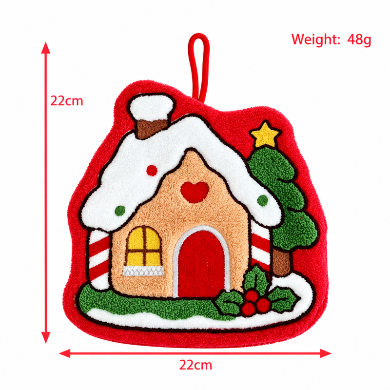 Printed Christmas Hand Towels with Shaped Holiday Scenes