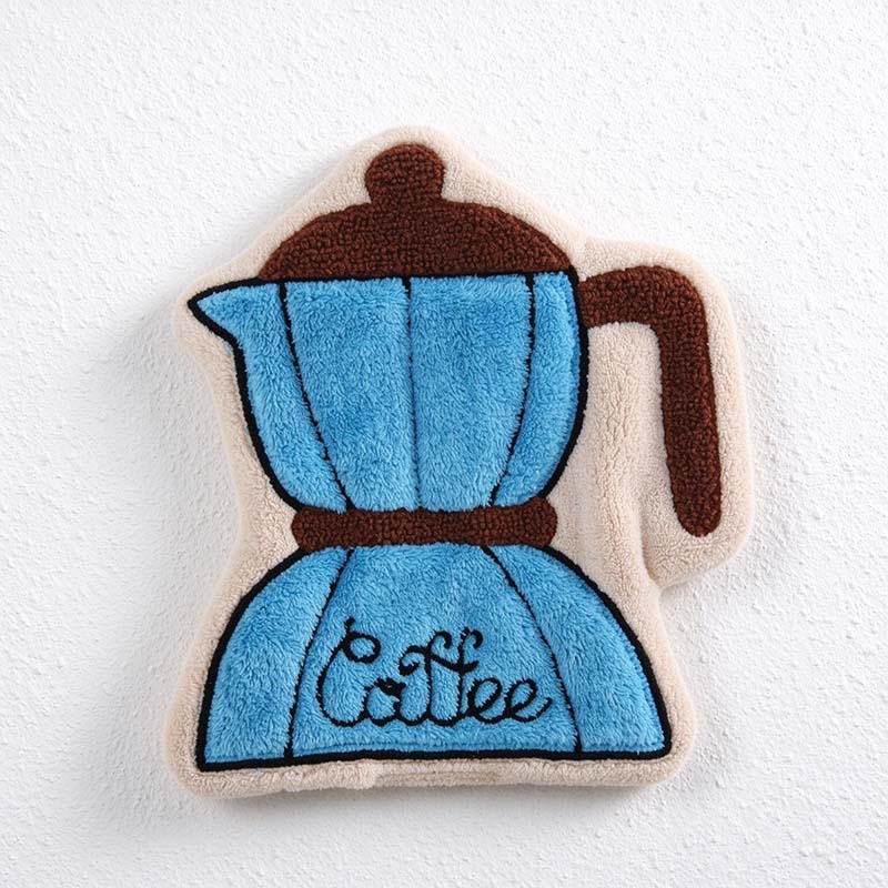 CouldNook Cafe Hanging Hand Towel - Coffee Motifs And Embroidered Details