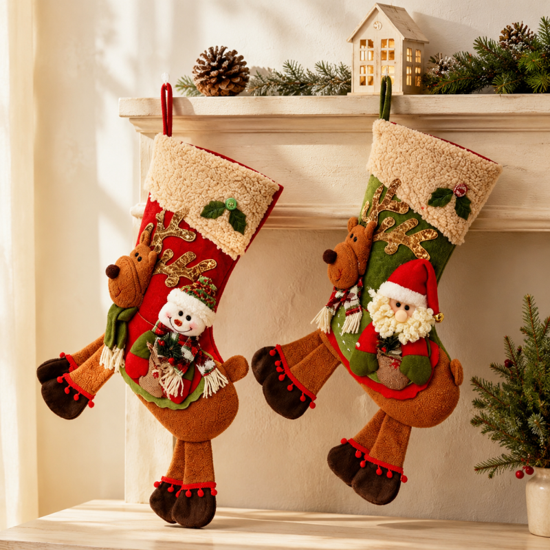 CouldNook Reindeer Christmas Stocking - Character Rider and Dangling Hooves
