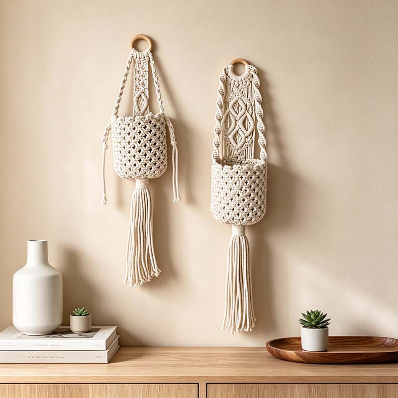 CouldNook Cotton Wall Storage Pocket - Knotted Detail and Long Tassel