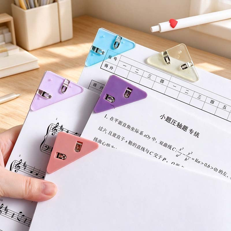 Triangular Paper Corner Clips in Assorted Colors