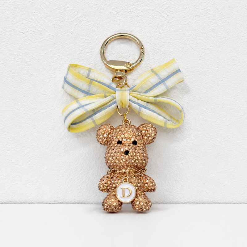 CouldNook Rhinestone Bear Keychain - Ribbon Bow Bag Charm