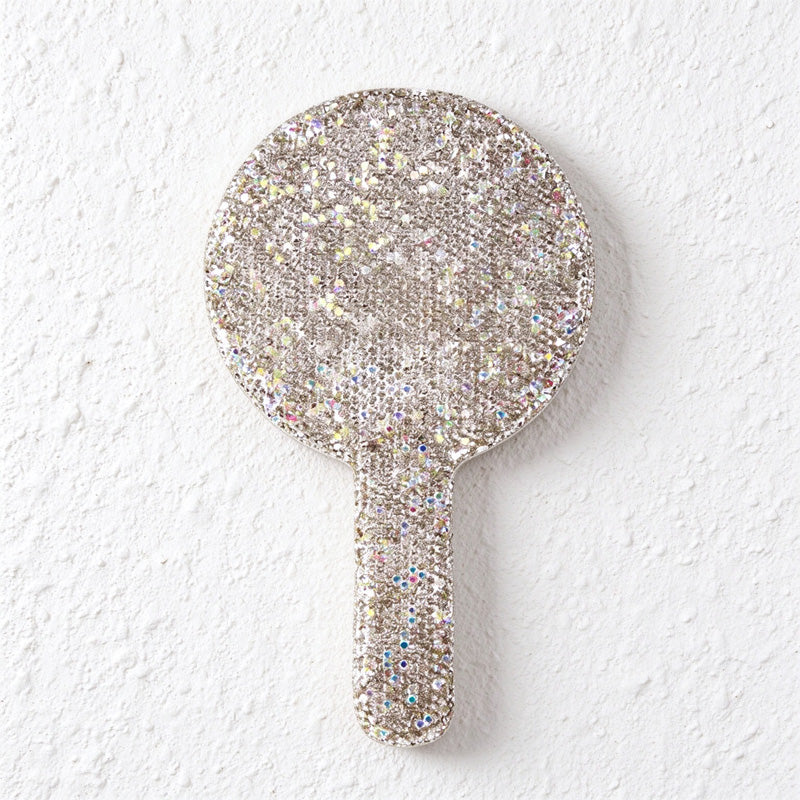 Rhinestone Hand Mirror in Round Heart and Square Designs