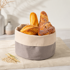 CouldNook Cotton Canvas Bread Basket - Round Two Tone Storage